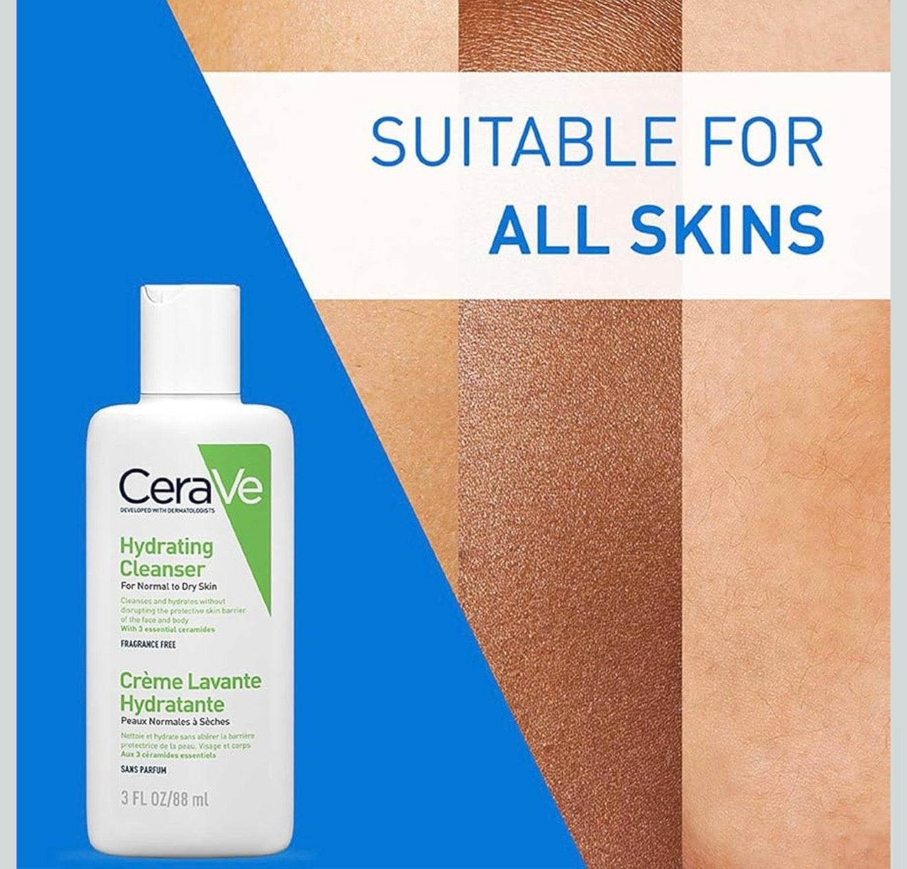 Cerave - Limpiador facial hidratante para piel normal a seca 3 oz