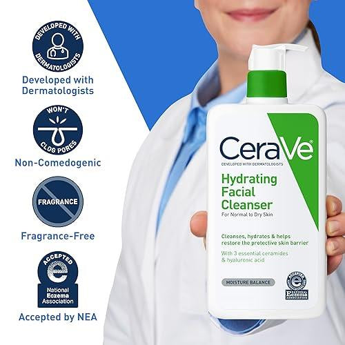 Cerave - Limpiador facial hidratante para piel normal a seca 16 oz