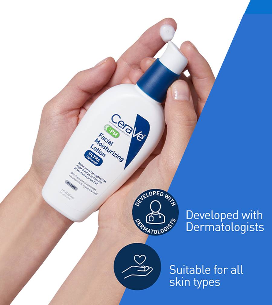 Cerave - Loción hidratante facial ultra ligero PM - 3 oz