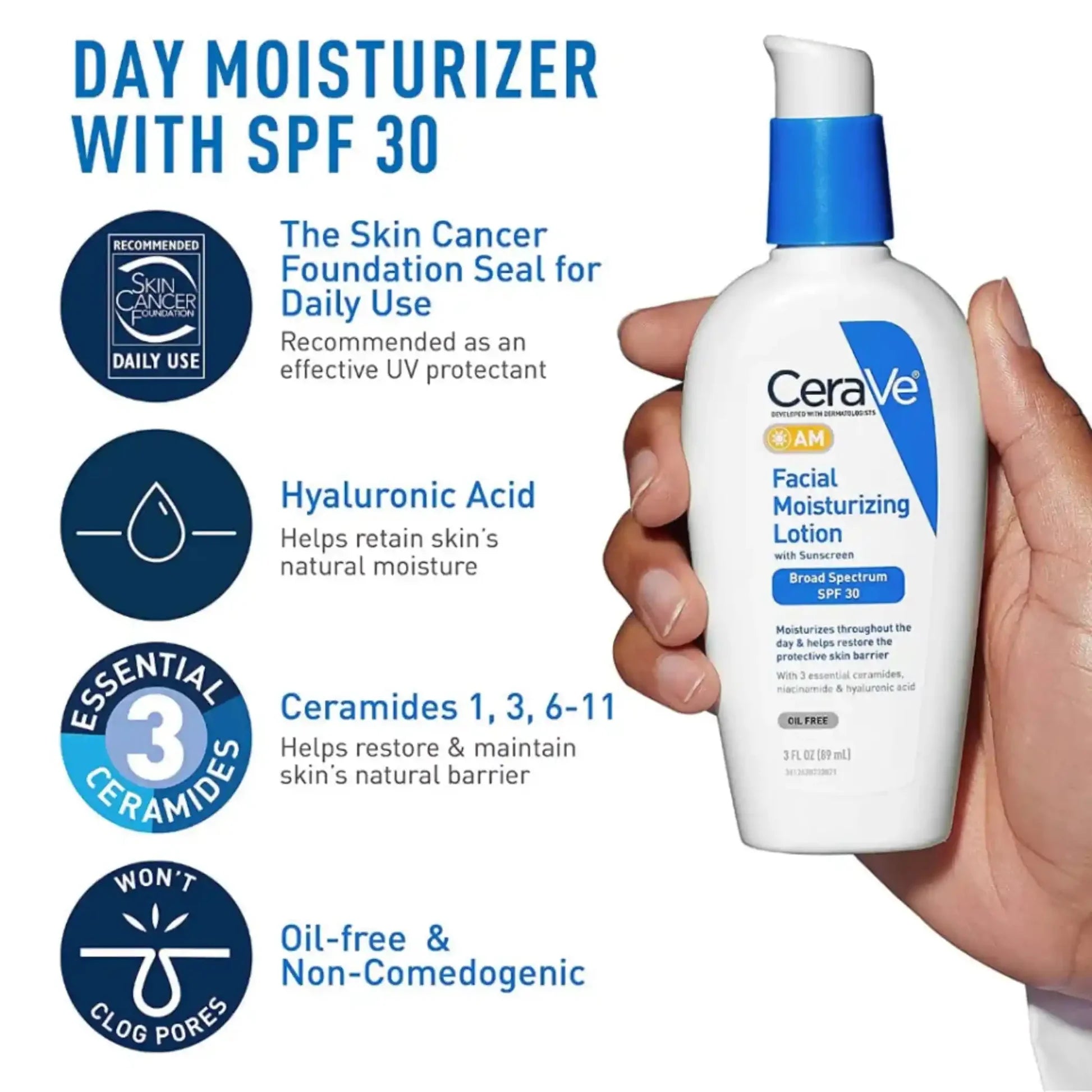 Cerave - Loción hidratante facial AM SPF 30 - 3 oz