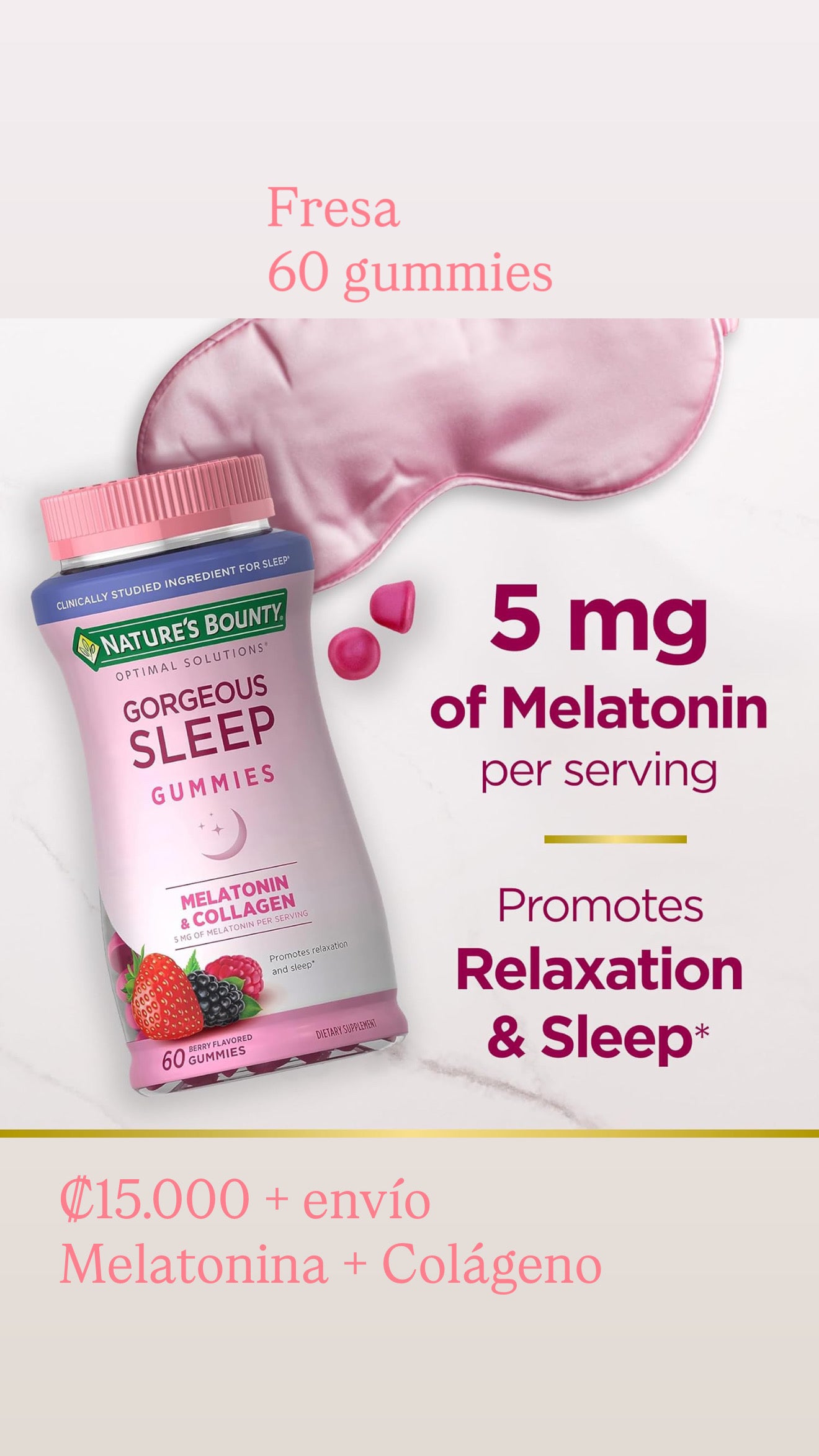 Nature's Bounty. Gomitas de melatonina y colágeno.